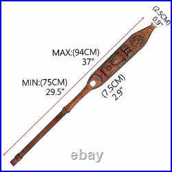 TOURBON Leather Rifle Sling with Knife Holder Pouch, Adjustable Gun Sling wit