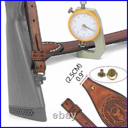 TOURBON Leather Rifle Sling with Knife Pouch, Ammo Holder Bandolier Adjustabl