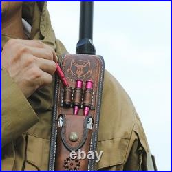 TOURBON Leather Rifle Sling with Knife Pouch, Ammo Holder Bandolier Adjustabl