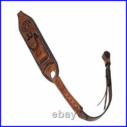 TOURBON Leather Rifle Sling with Knife Pouch, Ammo Holder Bandolier Adjustabl