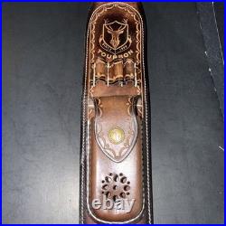 TOURBON Leather Rifle Sling with Swivels Gun Carry Strap Ammo Slot Knife Pouch
