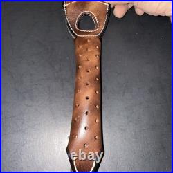 TOURBON Leather Rifle Sling with Swivels Gun Carry Strap Ammo Slot Knife Pouch