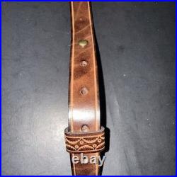 TOURBON Leather Rifle Sling with Swivels Gun Carry Strap Ammo Slot Knife Pouch