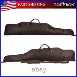 TOURBON Leather Rifle Slip Bag Scoped Soft Padded Cover 50 Hunting Gun Storage