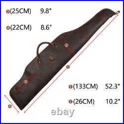 TOURBON Leather Rifle Slip Bag Scoped Soft Padded Cover 50 Hunting Gun Storage