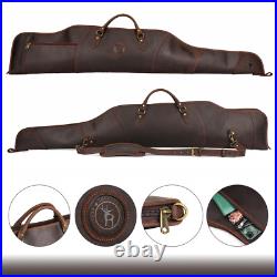 TOURBON Leather Rifle Slip Bag Scoped Soft Padded Cover 50 Hunting Gun Storage