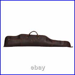 TOURBON Leather Rifle Slip Bag Scoped Soft Padded Cover 50 Hunting Gun Storage