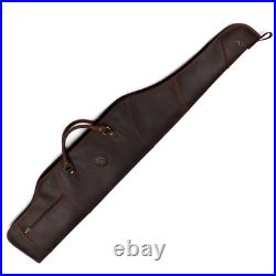 TOURBON Leather Rifle Slip Bag Scoped Soft Padded Cover 50 Hunting Gun Storage