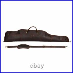 TOURBON Leather Rifle Slip Bag Scoped Soft Padded Cover 50 Hunting Gun Storage
