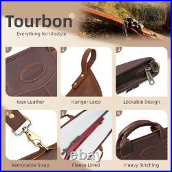 TOURBON Real Leather Rifle Scoped Sling Bag/Shotgun Soft Case Safe Carry Storage