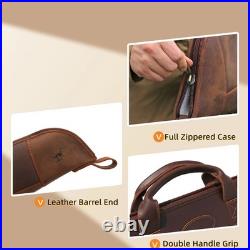 TOURBON Real Leather Rifle Scoped Sling Bag/Shotgun Soft Case Safe Carry Storage