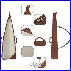 TOURBON Real Leather Rifle Scoped Sling Bag/Shotgun Soft Case Safe Carry Storage