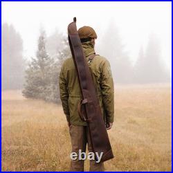 TOURBON Real Leather Rifle Scoped Sling Bag/Shotgun Soft Case Safe Carry Storage