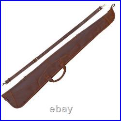 TOURBON Real Leather Rifle Scoped Sling Bag/Shotgun Soft Case Safe Carry Storage