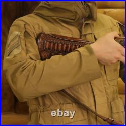 TOURBON Retro Leather No Drill Gun Sling Strap +Rifle Recoil Pad Buttstock Cover