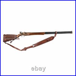 TOURBON Retro Leather No Drill Gun Sling Strap +Rifle Recoil Pad Buttstock Cover