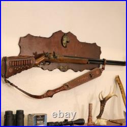 TOURBON Retro Leather No Drill Gun Sling Strap +Rifle Recoil Pad Buttstock Cover