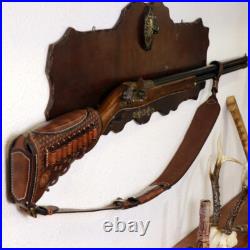 TOURBON Retro Leather No Drill Gun Sling Strap +Rifle Recoil Pad Buttstock Cover