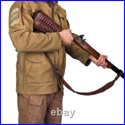 TOURBON Retro Leather No Drill Gun Sling Strap +Rifle Recoil Pad Buttstock Cover