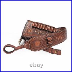 TOURBON Retro Leather No Drill Gun Sling Strap + Rifle Stock Cover Recoil Pad