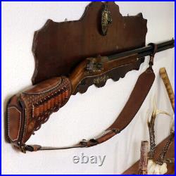 TOURBON Retro Leather No Drill Gun Sling Strap + Rifle Stock Cover Recoil Pad