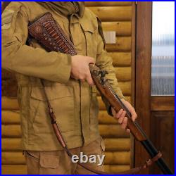 TOURBON Retro Leather No Drill Gun Sling Strap + Rifle Stock Cover Recoil Pad