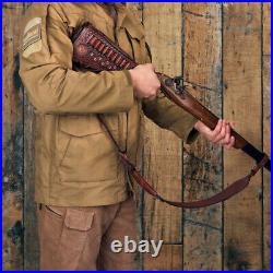 TOURBON Retro Leather No Drill Gun Sling Strap + Rifle Stock Cover Recoil Pad