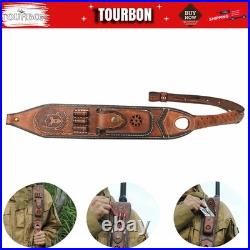 TOURBON Retro Leather Rifle Sling Gun Ammo Strap withKnife Sheath Multitool Pouch