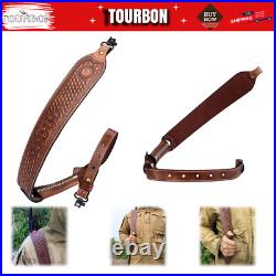 TOURBON Retro Leather Rifle Sling Gun Carry Strap Finger Rest Hunting withSwivels