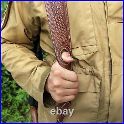 TOURBON Retro Leather Rifle Sling Padded Gun Carry Strap Shooting Rest Adjusted