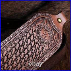 TOURBON Retro Leather Rifle Sling Padded Gun Carry Strap Shooting Rest Adjusted