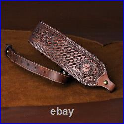 TOURBON Retro Leather Rifle Sling Padded Gun Carry Strap Shooting Rest Adjusted