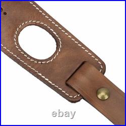 TOURBON Vintage Leather Ammo Holder Rifle Sling Adjustable Hunting Gun Strap wit