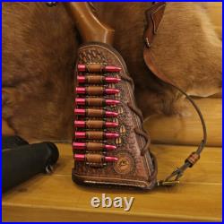 TOURBON Vintage Leather Gun Sling + Rifle Buttstock Cover Recoil Pad Ammo Holder