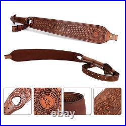 TOURBON Vintage Leather Gun Sling + Rifle Buttstock Cover Recoil Pad Ammo Holder