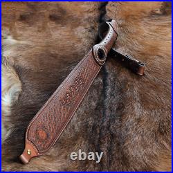 TOURBON Vintage Leather Gun Sling + Rifle Buttstock Cover Recoil Pad Ammo Holder