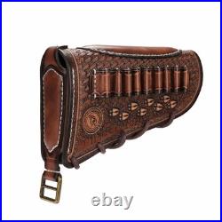TOURBON Vintage Leather Rifle Cheek Rest Pad with Matched Sling, No Drill/No
