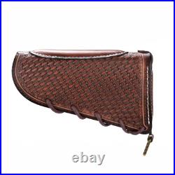 TOURBON Vintage Leather Rifle Cheek Rest Pad with Matched Sling, No Drill/No