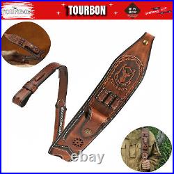 TOURBON Vintage Leather Rifle Sling Gun Ammo Carry Strap withKnife Sheath Pouch