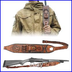 TOURBON Vintage Leather Rifle Sling Gun Ammo Carry Strap withKnife Sheath Pouch