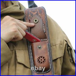 TOURBON Vintage Leather Rifle Sling Gun Ammo Carry Strap withKnife Sheath Pouch