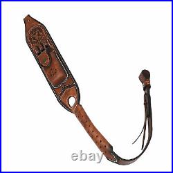 TOURBON Vintage Leather Rifle Sling Gun Ammo Carry Strap withKnife Sheath Pouch