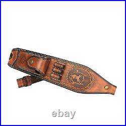 TOURBON Vintage Leather Rifle Sling Gun Ammo Carry Strap withKnife Sheath Pouch