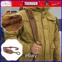 TOURBON Vintage Leather Rifle Sling Gun Muzzleloading Ammo Strap Barrel Mounted