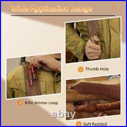 TOURBON Vintage Leather Rifle Sling Gun Muzzleloading Ammo Strap Barrel Mounted