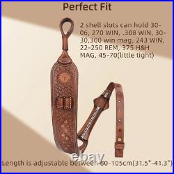 TOURBON Vintage Leather Rifle Sling Gun Muzzleloading Ammo Strap Barrel Mounted