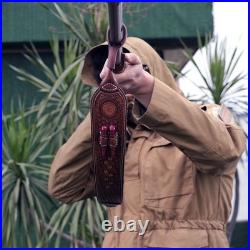 TOURBON Vintage Leather Rifle Sling Gun Muzzleloading Ammo Strap Barrel Mounted