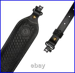 TOURBON Vintage Leather Rifle Sling with or Without Swivels Hunting Gun Strap fo