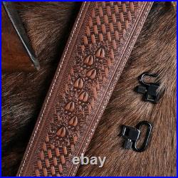 TOURBON Vintage Leather Rifle Sling with or Without Swivels Hunting Gun Strap fo