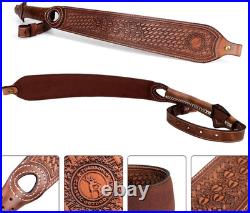 TOURBON Vintage Leather Rifle Sling with or without Swivels Hunting Gun Strap fo